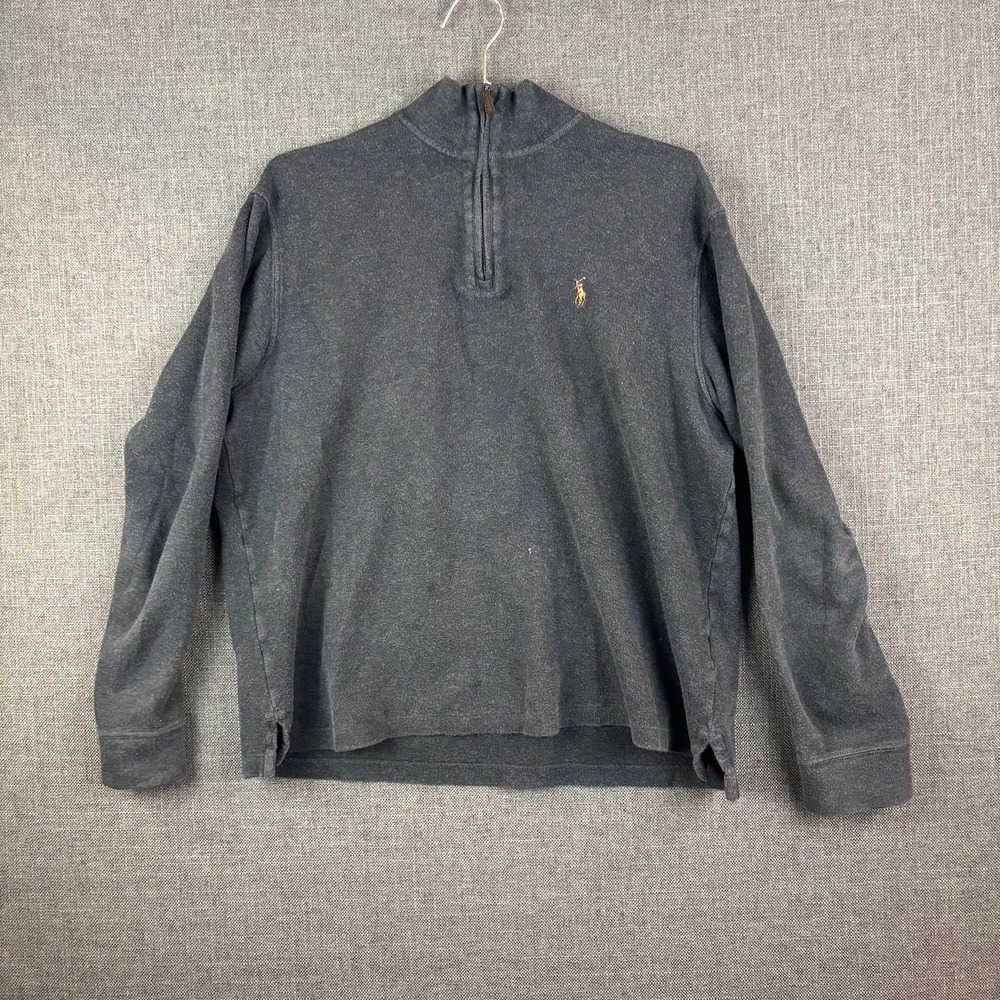 Polo Ralph Lauren Sweater Mens Medium Gray Estate Rib Half Zip Pullover Casual